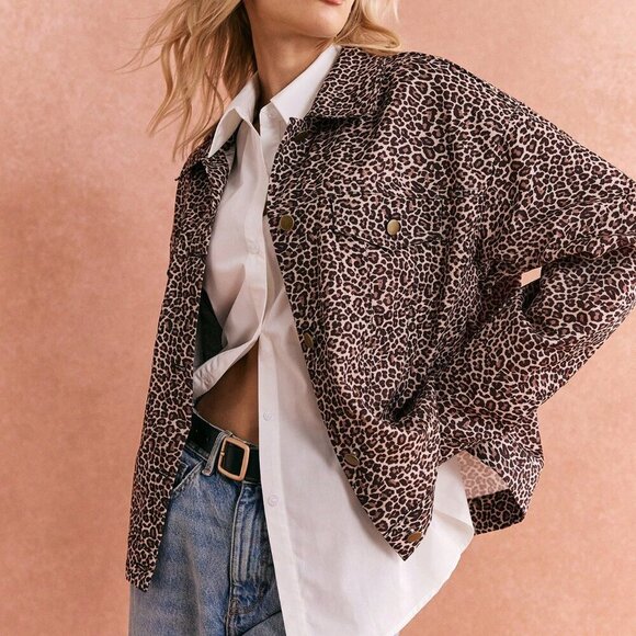 Casual Women's Leopard Print Coat Jacket - Picture 6 of 7